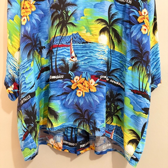 3/$10⚡️Jamacian Tropical Beach Palm Tree Print Button-Up Plus Size Shirt - Picture 10 of 11